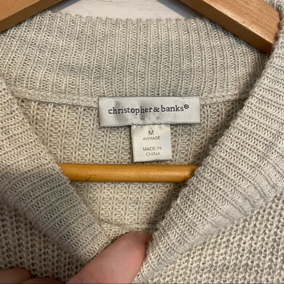 CHRISTOPHER & BANKS long sleeve sweater with grey flowers sz M - Picture 3 of 6